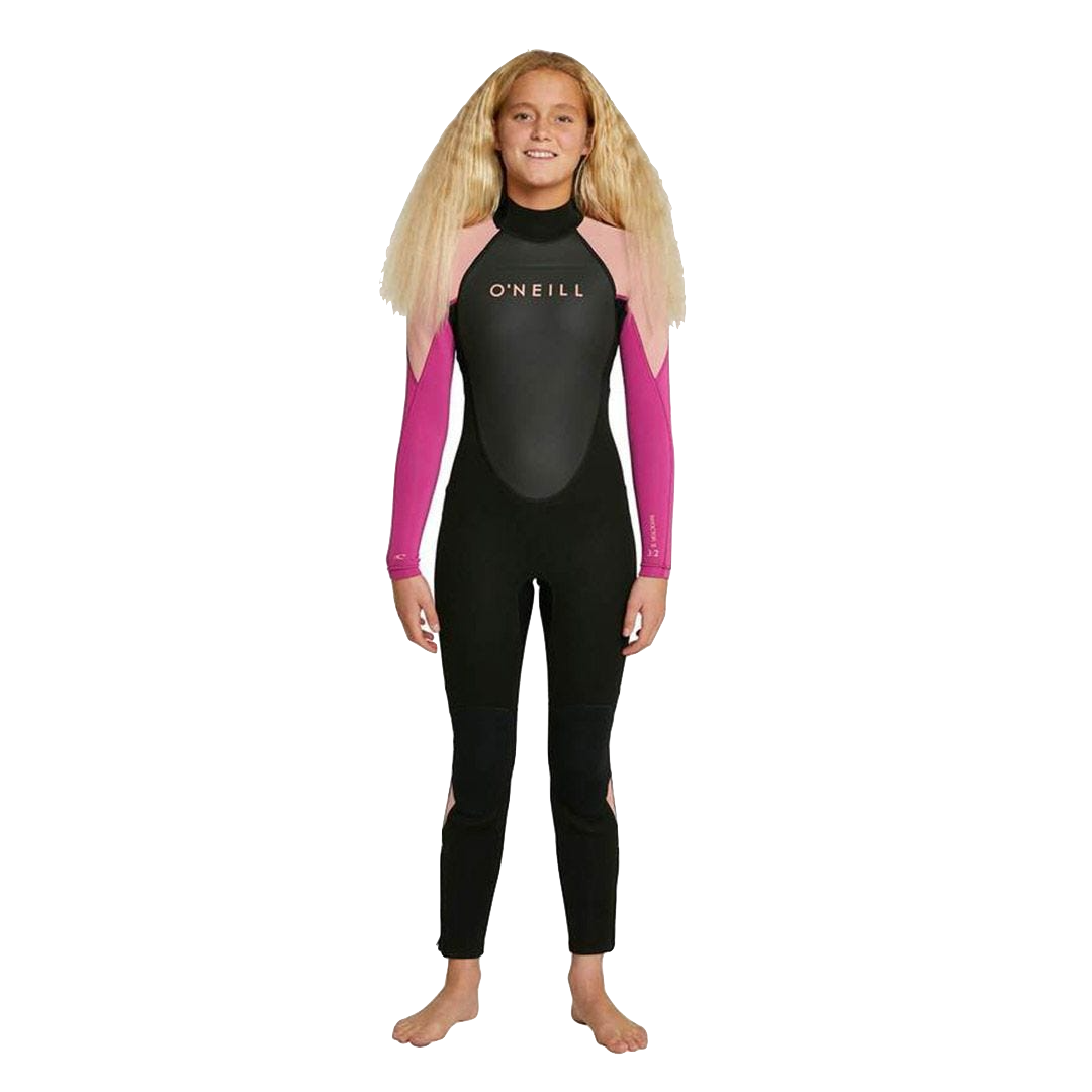O'Neill Girls Reactor II 3/2mm Steamer Wetsuit in Black Magenta Haze Ocean Sports
