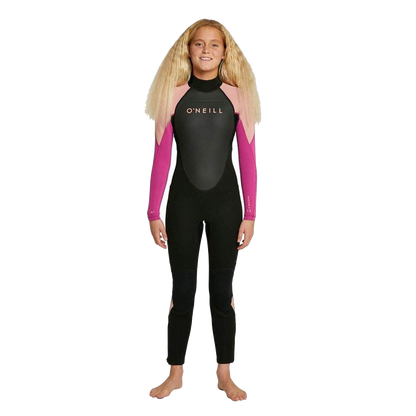 O'Neill Girls Reactor II 3/2mm Steamer Wetsuit in Black Magenta Haze Ocean Sports