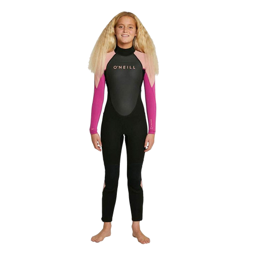 O'Neill Girls Reactor II 3/2mm Steamer Wetsuit in Black Magenta Haze