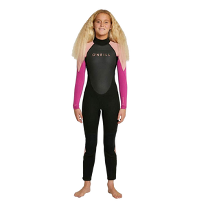 O'Neill Girls Reactor II 3/2mm Steamer Wetsuit in Black Magenta Haze